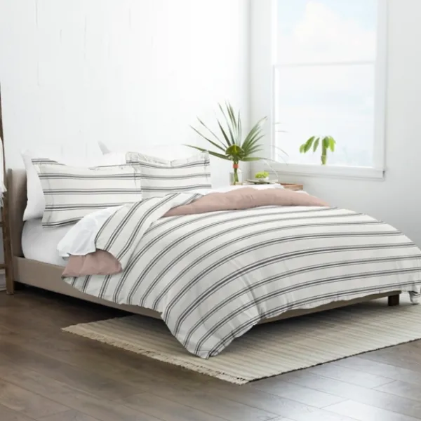 Duvets-Kirkland's Home Rose Pink Echo Stripe 3-Pc. King Duvet Cover Set White/Black/Pink