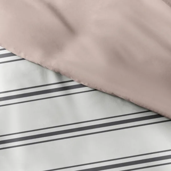 Duvets-Kirkland's Home Rose Pink Echo Stripe 3-Pc. King Duvet Cover Set White/Black/Pink