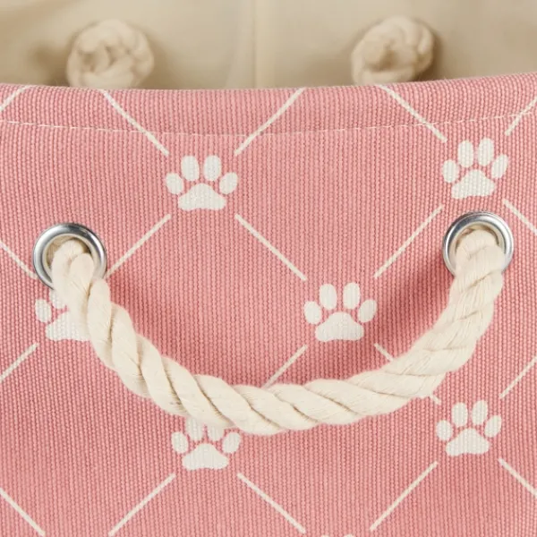 Baskets & Boxes-Kirkland's Home Rose Trellis Paw Print Storage Basket, 14 In. Pink