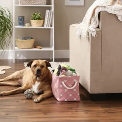 Baskets & Boxes-Kirkland's Home Rose Trellis Paw Print Storage Basket, 14 In. Pink