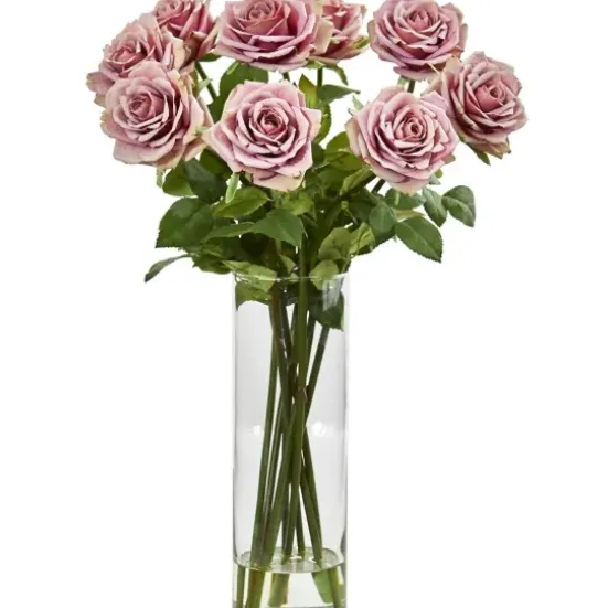 Arrangements & Greenery-Kirkland's Home Roses In Cylinder Vase Floral Arrangement Pink