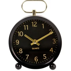 Decorative Accents-Kirkland's Home Round And Gold Tabletop Clock Black