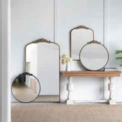 Decorative Mirrors-Kirkland's Home Round Antique Floral Scroll Mirror, 39 In. Black