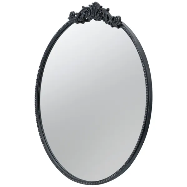 Decorative Mirrors-Kirkland's Home Round Antique Floral Scroll Mirror, 32 In. Black