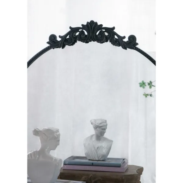 Decorative Mirrors-Kirkland's Home Round Antique Floral Scroll Mirror, 32 In. Black