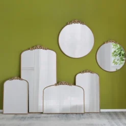 Decorative Mirrors-Kirkland's Home Round Antique Floral Scroll Mirror, 32 In. Gold