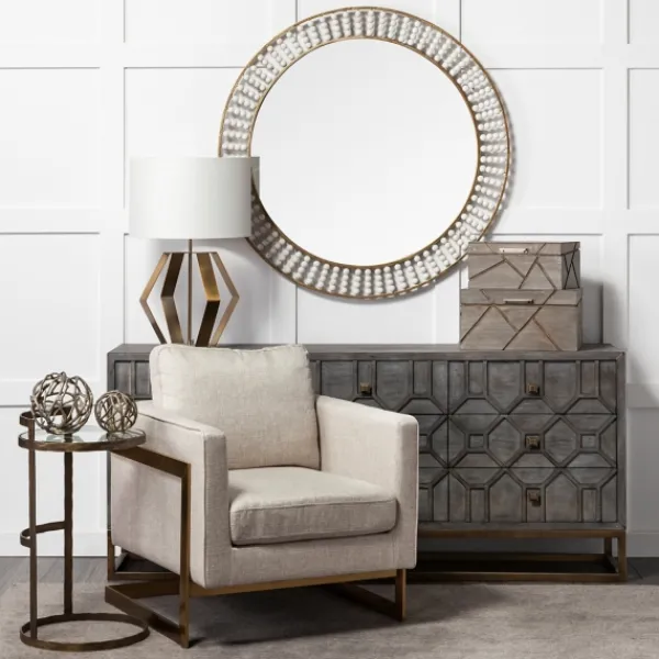 Decorative Mirrors-Kirkland's Home Round Antique Gold Double Beaded Mirror