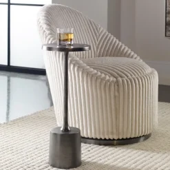 Accent & End Tables-Kirkland's Home Round Antique Nickel Accent Table Silver