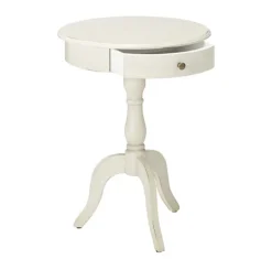 Accent & End Tables-Kirkland's Home Round Antique Pedestal Accent Table White