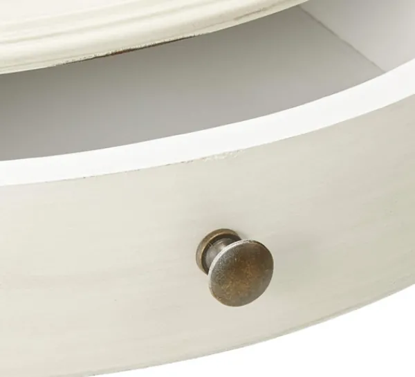 Accent & End Tables-Kirkland's Home Round Antique Pedestal Accent Table White