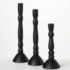 Candle Holders-Kirkland's Home Round Base Taper Candle Holders, Set Of 3 Black