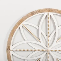 Wall Plaques-Kirkland's Home Round Beaded Medallion Wall Plaque White/Brown