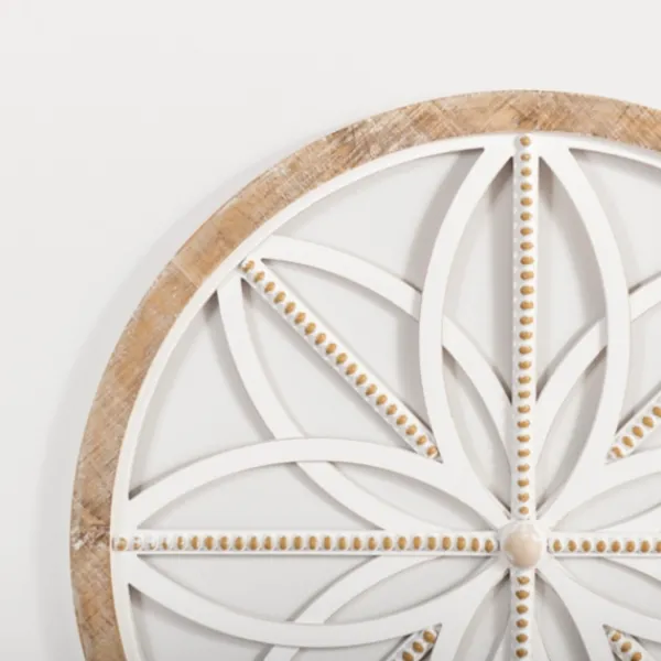 Wall Plaques-Kirkland's Home Round Beaded Medallion Wall Plaque White/Brown