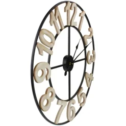 Clocks-Kirkland's Home Round Black Metal Open Face Wall Clock