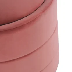 Benches & Ottomans-Kirkland's Home Round Blush Velvet Storage Ottoman Pink