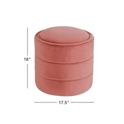 Benches & Ottomans-Kirkland's Home Round Blush Velvet Storage Ottoman Pink