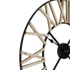 Clocks-Kirkland's Home Round Carved Block Open Face Wall Clock