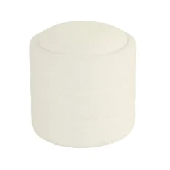 Benches & Ottomans-Kirkland's Home Round Cream Boucle Storage Ottoman Ivory