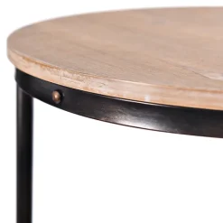 Accent & End Tables-Kirkland's Home Round C-Table With Beaded Base Tan