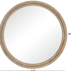 Decorative Mirrors-Kirkland's Home Round Distressed Beaded Wall Mirror, 44 In.
