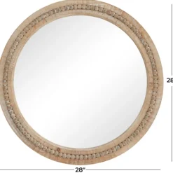Decorative Mirrors-Kirkland's Home Round Distressed Beaded Wall Mirror, 28 In.