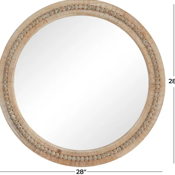 Decorative Mirrors-Kirkland's Home Round Distressed Beaded Wall Mirror, 28 In.