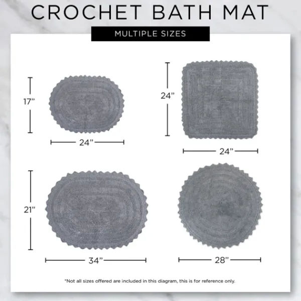 Bathroom Rugs-Kirkland's Home Round French Crochet Bath Mat, 28 In. Blue