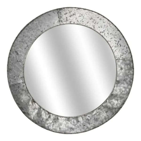 Decorative Mirrors-Kirkland's Home Round Galvanized Wall Mirror, 22 In.