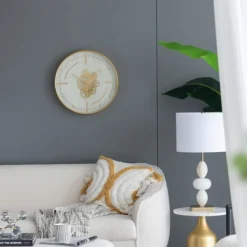 Clocks-Kirkland's Home Round Gold Gears Wall Clock Gold/White