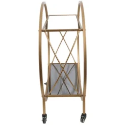 Kitchen Islands & Bar Carts-Kirkland's Home Round Gold Mirrored Shelves Bar Cart
