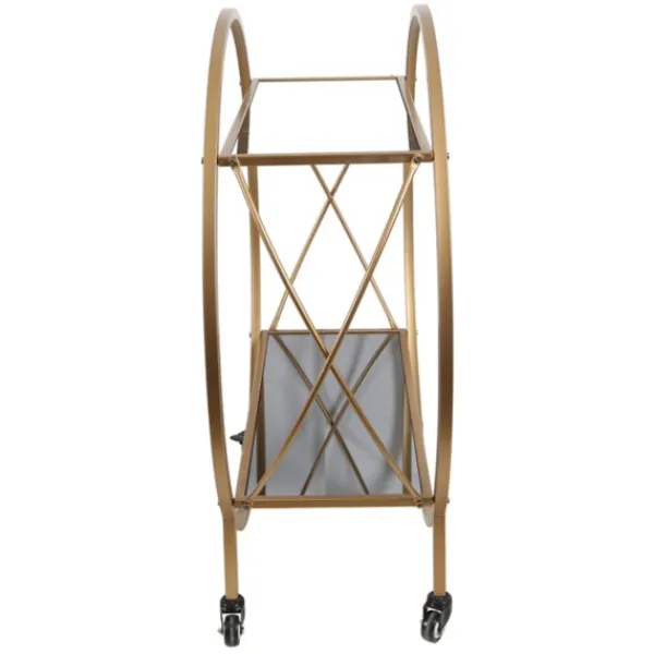 Kitchen Islands & Bar Carts-Kirkland's Home Round Gold Mirrored Shelves Bar Cart