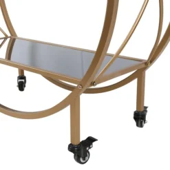 Kitchen Islands & Bar Carts-Kirkland's Home Round Gold Mirrored Shelves Bar Cart