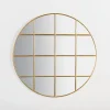Decorative Mirrors-Kirkland's Home Round Gold Windowpane Wall Mirror