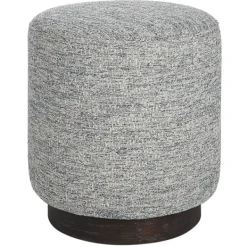 Benches & Ottomans-Kirkland's Home Round Gray & Blue Upholstered Ottoman Gray/Blue