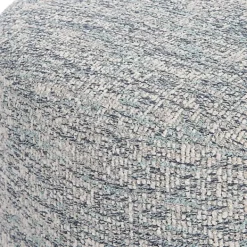 Benches & Ottomans-Kirkland's Home Round Gray & Blue Upholstered Ottoman Gray/Blue