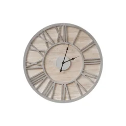 Clocks-Kirkland's Home Round Gray And Natural Wooden Wall Clock