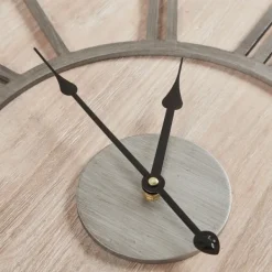 Clocks-Kirkland's Home Round Gray And Natural Wooden Wall Clock