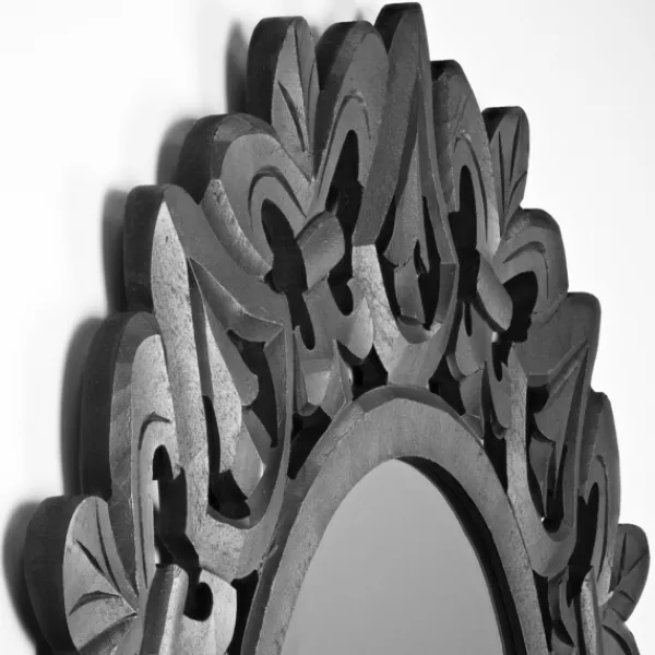 Decorative Mirrors-Kirkland's Home Round Hand Carved Mandala Medallion Mirror