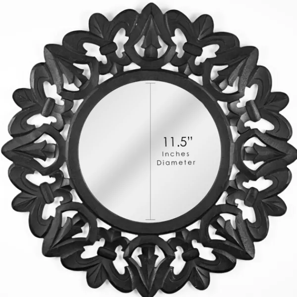 Decorative Mirrors-Kirkland's Home Round Hand Carved Mandala Medallion Mirror