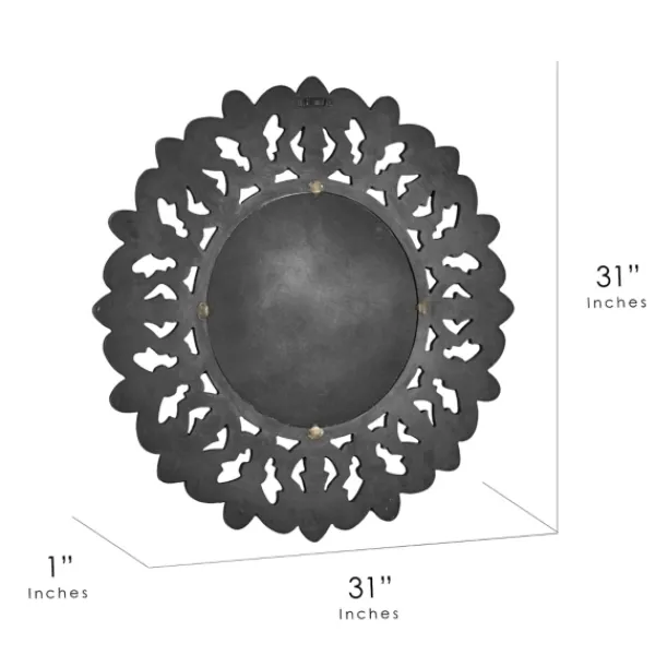 Decorative Mirrors-Kirkland's Home Round Hand Carved Mandala Medallion Mirror