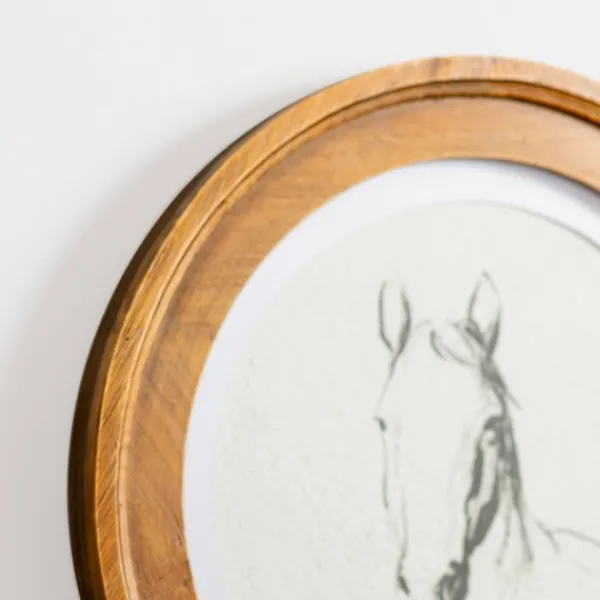 Framed Art-Kirkland's Home Round Horse Portrait Framed Art Print White