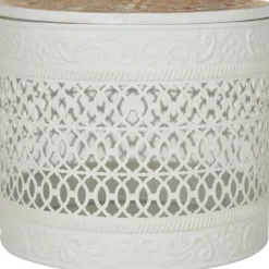 Baskets & Boxes-Kirkland's Home Round Intricate Laser Cut Boxes, Set Of 3 White