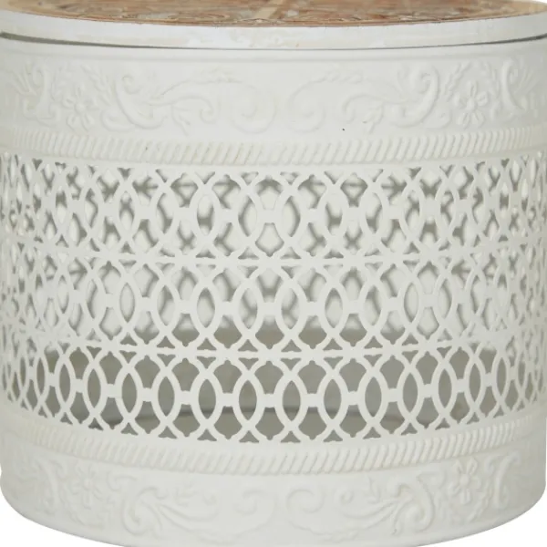 Baskets & Boxes-Kirkland's Home Round Intricate Laser Cut Boxes, Set Of 3 White