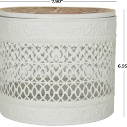 Baskets & Boxes-Kirkland's Home Round Intricate Laser Cut Boxes, Set Of 3 White
