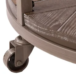 Coffee Tables-Kirkland's Home Round Kona Rolling Coffee Table Brown