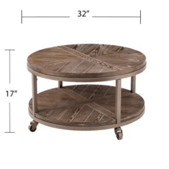 Coffee Tables-Kirkland's Home Round Kona Rolling Coffee Table Brown