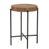 Accent & End Tables-Kirkland's Home Round Light Wood X Base Accent Table Brown