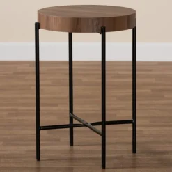 Accent & End Tables-Kirkland's Home Round Light Wood X Base Accent Table Brown