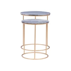 Accent & End Tables-Kirkland's Home Round Marble Nesting 2-Pc. Accent Table Set Gray
