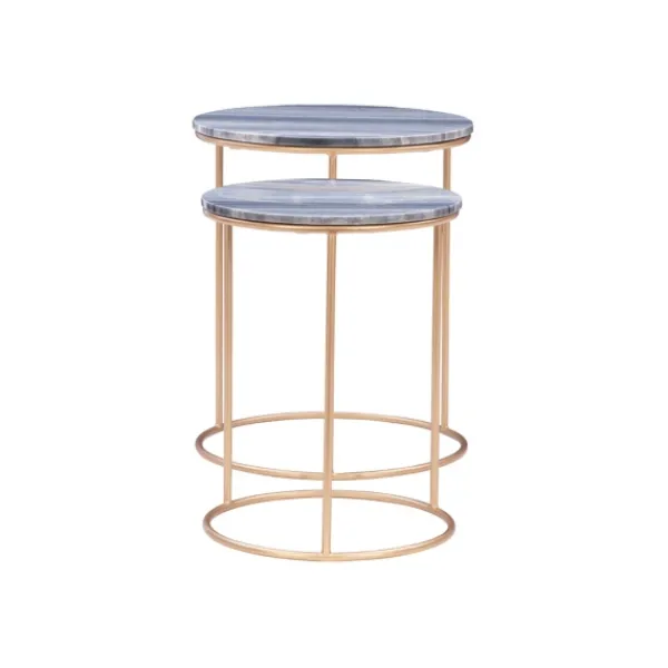 Accent & End Tables-Kirkland's Home Round Marble Nesting 2-Pc. Accent Table Set Gray